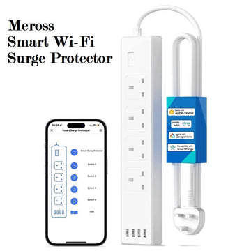 Meross Smart WiFi Power Strip + 4 USB Ports with Surge Protection, Compatible with Amazon Alexa, Google Assistant, Timer & Voice/Remote Control - Imported from UK